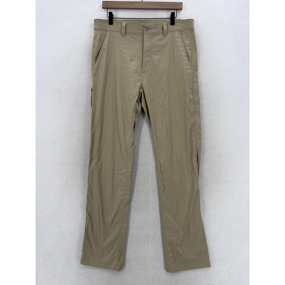 Eddie Bauer Travex Pants Mens 33x32 Beige Nylon Stretch Hiking Travel Outdoor